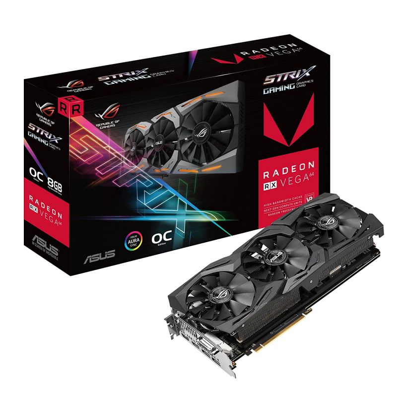 Видеокарта Asus PCI-E ROG-STRIX-RXVEGA64-O8G-GAMING