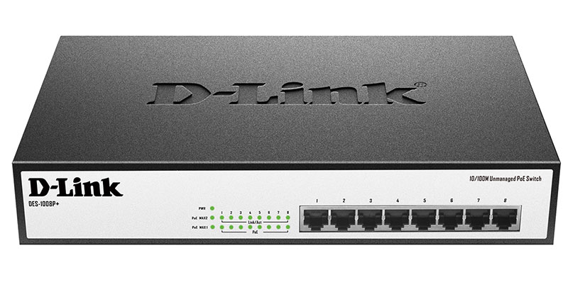 Коммутатор D-Link DES-1008P+/A1A неуправляемый