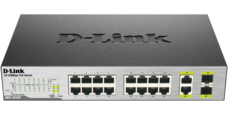 Коммутатор D-Link DES-1018P неуправляемый